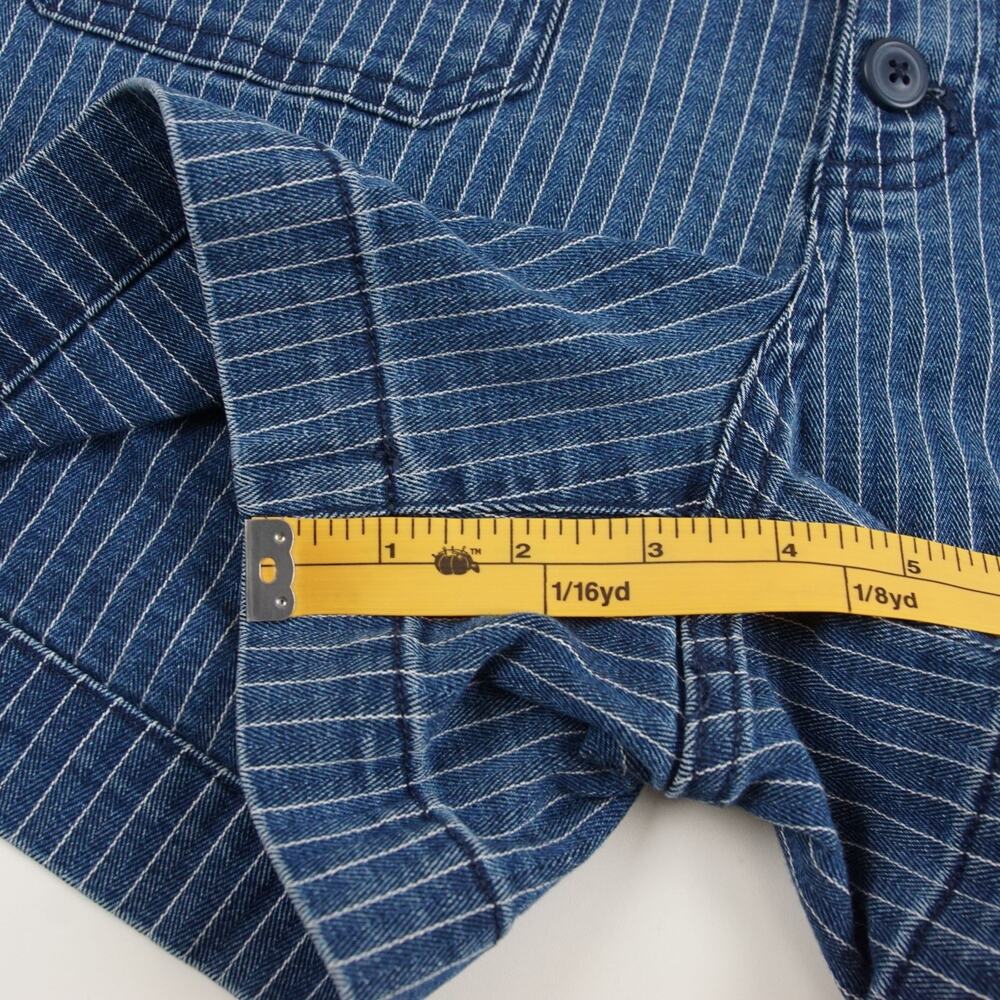 J Crew Patch Pocket Denim Button Herringbone Striped Blue Shorts Womens Sz 28 - Picture 5 of 9